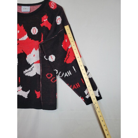 Vintage 90s Adele Knitwear Scotty Dog Sweater Womens Large Whimsical Fun Novelty - Picture 5 of 7